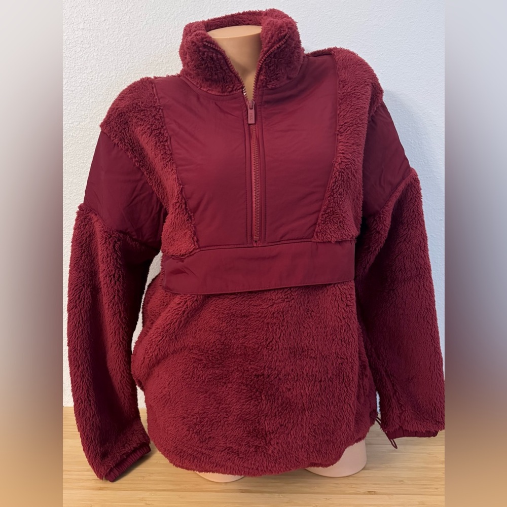 Sweatshirt Varsity Victoria’s Secret PINK Teddy Funnel Burgundy M